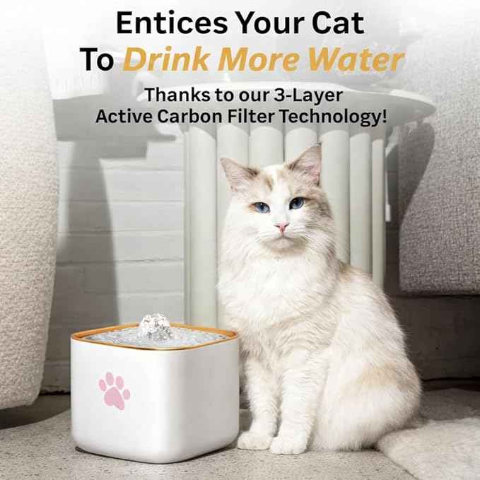 Cat Water Fountain, Water Fountain for Dogs, Indoor Water Dispenser, 3L Automatic Cat Water Dispenser, Quiet Motor, Holds Water for 10 Days – Cute Pink Design