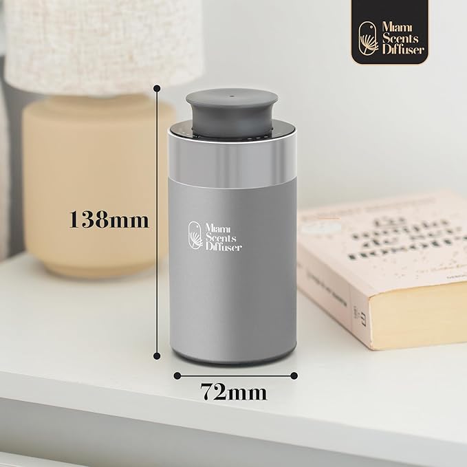 Car Diffuser for Essential Oils + Santal Scent Included Portable Waterless Air Freshener Built-in Battery Ultrasonic Cool Mist Humidifier with 9 Adjustable Modes Aromatherapy for Home Office Bedroom