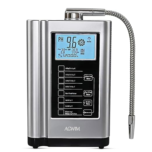 Alkaline Water Ionizer Machine 729, Built-in a Filter, Produces pH 4-10.5 Water, 7 Water Settings, Up to -570mV ORP, 8000L Per Filter, Silver