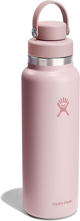Hydro Flask Water Bottle - Insulated Stainless Steel - Wide Mouth Chug Lid, Non Spill, Leakproof in 40 Oz Tonal Trillium Pink