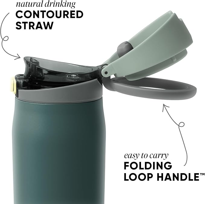 Simple Modern Mesa Loop Water Bottle with Covered Straw and Handle | 24oz Cup Holder Friendly Insulated Stainless Steel Bottles for Travel, Sports and School | Steel Harbor