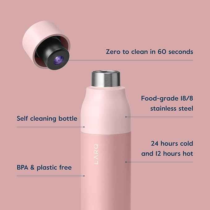LARQ Holiday Bundle Set Bottle PureVis, Self-Cleaning Water Bottle 17oz | Reusable Bottles, Travel Friendly, BPA free