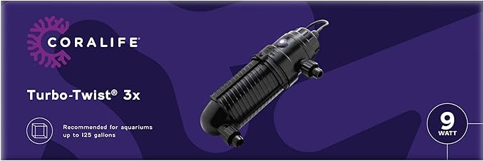 Coralife Aquarium Fish Tank Marine Salt Water Turbo-Twist UV Sterilizer 3X, For up to 125 Gallons