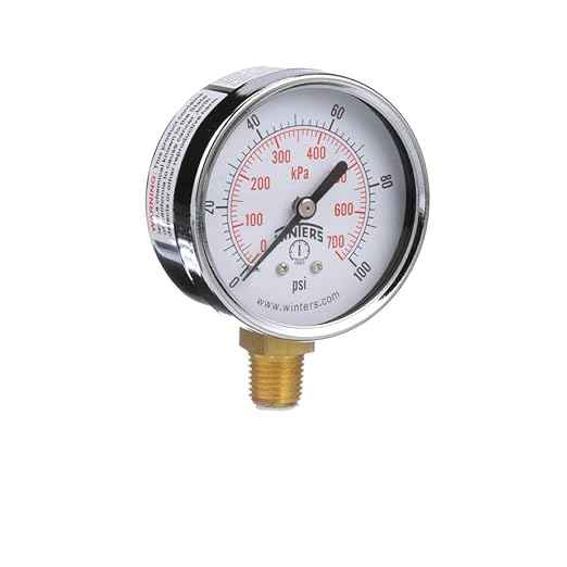 Winters 2-1/2 inch Dial Size, Economy Utility Pressure Gauge, Potable Brass Internals, Steel Case, Dual Scale 30 inch Hg-0-30 psi/kPa, 3-2-3% Acc, 1/4 inch NPT Bottom, Drinking Water Vacuum Gauge