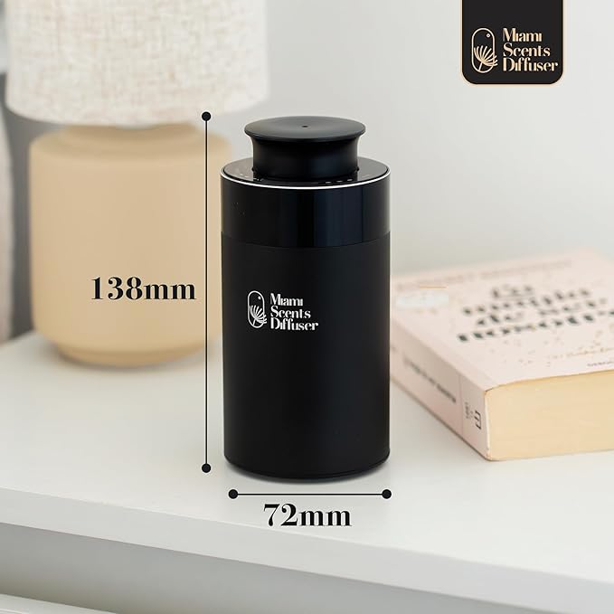 Car Diffuser for Essential Oils + Santal Scent Included Portable Waterless Air Freshener Built-in Battery Ultrasonic Cool Mist Humidifier with 9 Adjustable Modes Aromatherapy for Home Office Bedroom