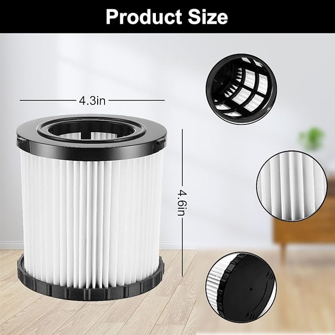 3 Pack DCV5801H HEPA Filter Replacement for DEWALT DCV580, DCV581H, DCV5801H Wet/Dry Vacuum Cleaner - AquaVibe