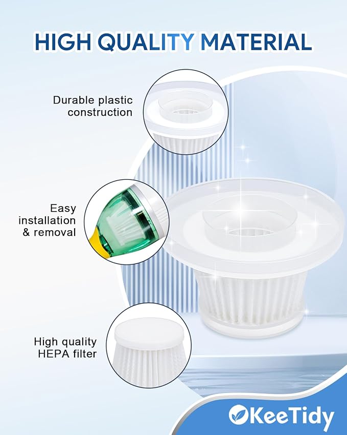 Replacement Filter Compatible with Horsepower Duck Compact Cordless Vacuum Cleaner AS Seen On TV, Vacuum Cleaner Filter Replacement Parts, 8+1 Pack