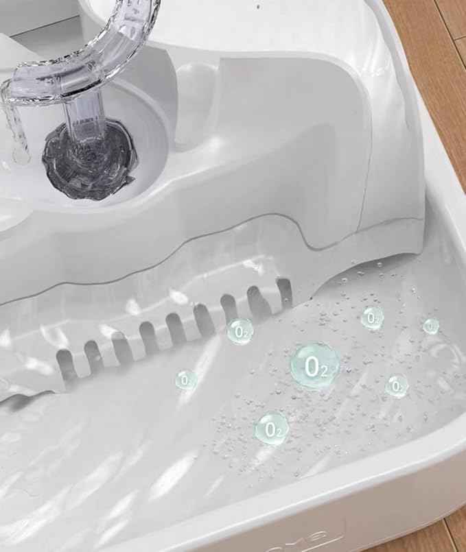 Oxygen-Riched Water Fountain for Cats Drinking Healthy, Pet Water Dispenser 3-Tired Standalone Water Bowl Indoor with Dual Pumps Quiet, Filter and Sponge Replaceable BPA-Free 2L/67 oz