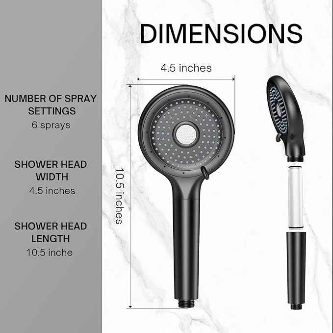 FEELSO Filtered Shower Head with Handheld, High Pressure 6 Spray Mode Showerhead with Filter, 15 Stages Water Softener Filters Beads for Hard Water-Remove Chlorine, Reduce Dry Itchy Skin, Extra Filter