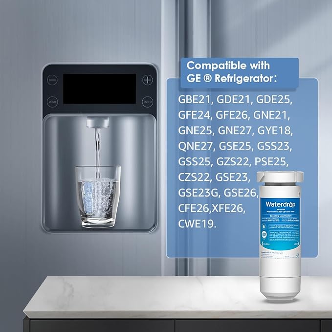 Waterdrop XWF Replacement for GE® XWF Refrigerator, GE® XWF Water Filter, WR17X30702, 4 Filters (Not XWFE®，No chip)