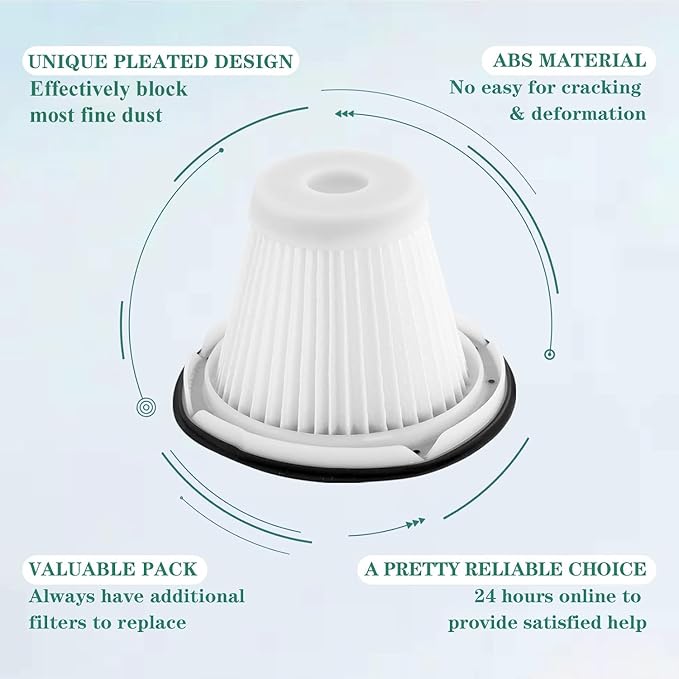 Replacement for BLACK & DECKER Hand Vacuum Filter compatible with VF200SP BDH2000SL/BDH1800S Vacs, Replace Part # 90543043-01, 4 * Black Decker vacuum filters, 1 Cleaning Brush By Improvedhand - AquaVibe