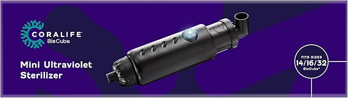 Coralife Aquarium Fish Tank Marine Salt Water Turbo-Twist UV Sterilizer, Mini, For BioCubes