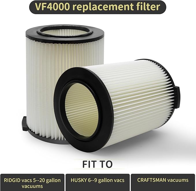 VF4000 Replacement Filter for Ridgid 72947 Wet Dry Vac 5 to 20-Gallon 6-9 Gal Husky Craftsman 17816 Vacuum Compatible WD5500 WD0671 WD1270 RV2400A RV2600B Washable & Reusable Standard Wet/dry Vac Filt - AquaVibe