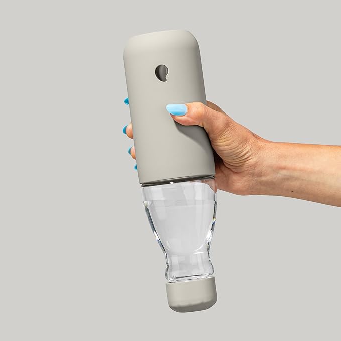 S'well Glass Original Water Bottle, 18oz, Lunar Grey, Borosilicate Glass Bottle With Protective Silicone Sleeve, Zero Plastic, Leakproof, BPA Free
