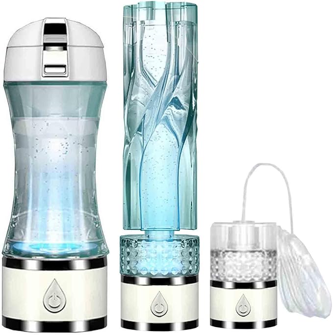 260ML Hydrogen Rich Water Bottle Generator, Concentration Up to 1600PPB, Portable Hydrogen Water Maker Machine, SPE/PEM Dual Chamber Electrolysis Module