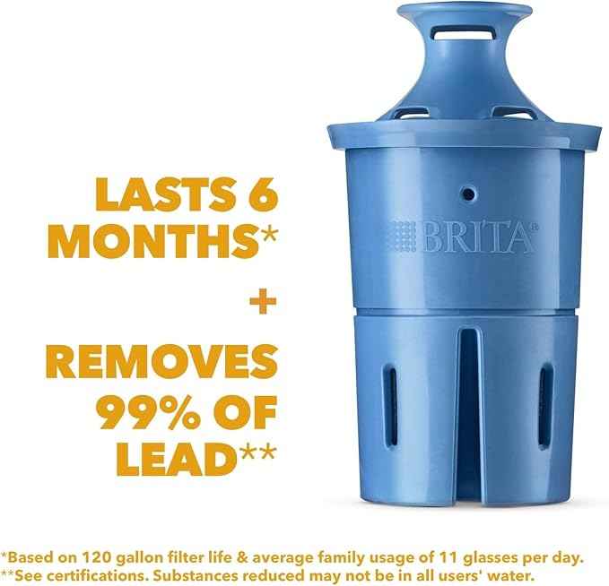 Brita Elite Water Filter Replacement for Pitchers and Dispensers, BPA-Free, Reduces 99% of Lead, Lasts Six Months or 120 Gallons, Includes 1 Pitcher Replacement Filter