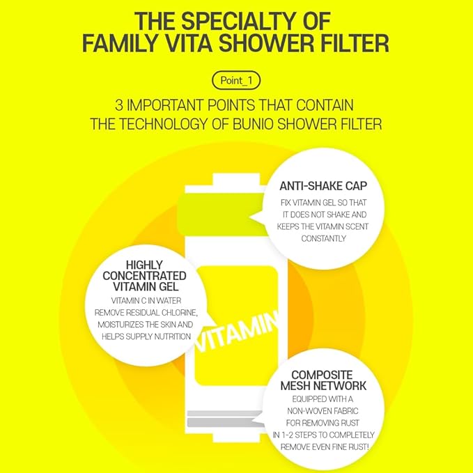 BU:NiO Family Vitamin C Shower Filter 5.29Oz - Aroma Scented Shower Head Filter, Hard Water Softener, Chlorine & Rust Remover, Water Purifying, Helps Dry Skin&Hair Loss(Wedding Rose)