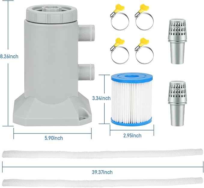 Above Ground Pool Filter Pump, Powerful Pool Filters System Above Ground Quickly and Cleanliness of Your Pool Water, Pool Pumps for Above Ground Pools (Unidirectional Interface: 530 GPH)