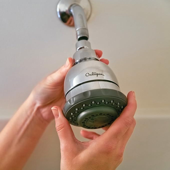 Culligan WSH-C125 Wall-Mounted Filtered Showerhead with Massage, 10,000 Gallon, Chrome, 8.5"L x 4.75"W