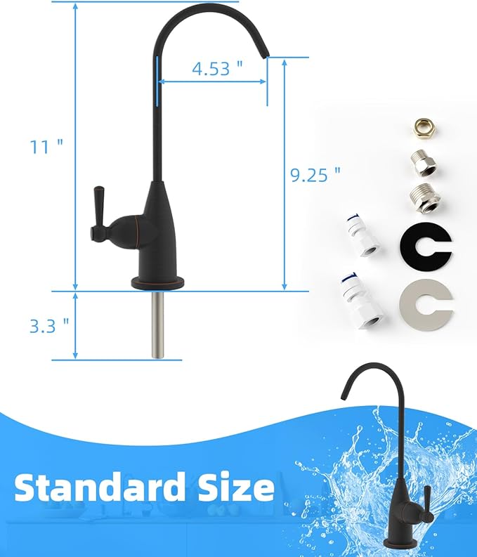 Hibbent Drinking Water Faucet for Bar and Kitchen Sink, Stainless Steel Reverse Osmosis RO Faucet for Under-Sink Filtration System, Oil-Rubbed Bronze Finish