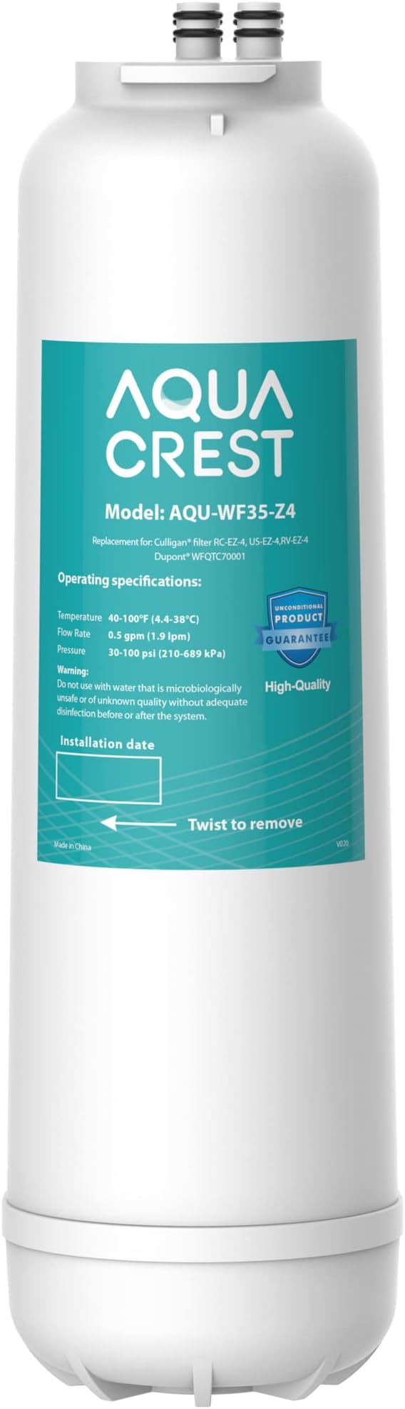 AQUA CREST RC 4 EZ-Change Premium Water Filter Replacement, Replacement for Culligan® RC-EZ-4, IC-EZ-4, US-EZ-4, RC-EZ-3, DuPont® WFQTC30001, WFQTC70001, 2K Gallons (Pack of 1)
