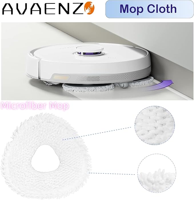 6 Pack Replacement Mop Pads Compatible with Narwal Freo Pro X Ultra Narwal Freo Z Ultra Z10 T10 J3 J4 J5 R10 Microfiber Resuable Mop Cloth Robot Vacuum Cleaner Accessories - AquaVibe