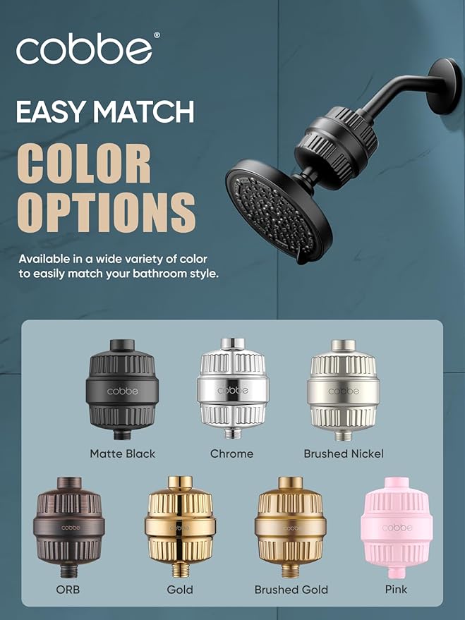 Cobbe HD HEAVY DUTY High Output Shower Filter 2 Pack – 99% REMOVAL Shower Head Filter for Hard Water, Heavy Metals, Chlorine and Harmful Substance, Improve your skin and hair, Brushed Nickel