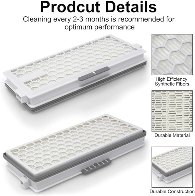 4 Pack SF-HA 50 HEPA AirClean 50 Filter for Miele, Vacuum Filters Compatible with Miele S4, S5, S6, S8, S8000, S8999, S6000, S6999, S5000 Series, Air Filtration for Complete C2 & C3 Models - AquaVibe