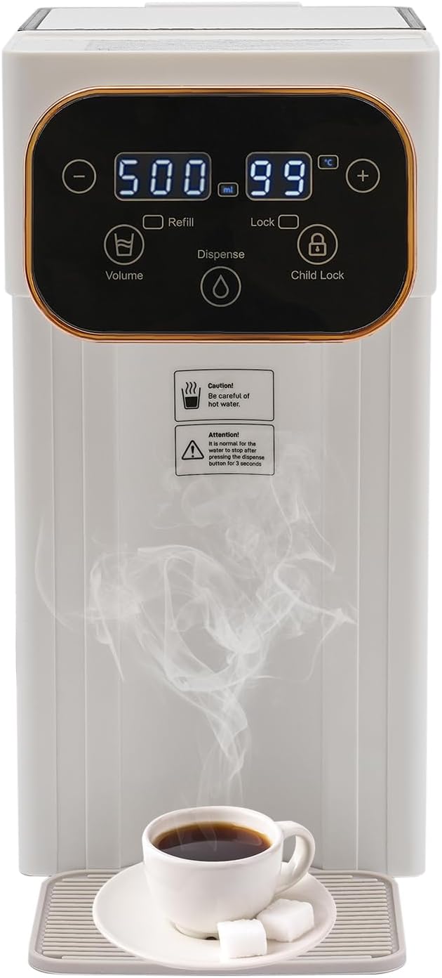 Instant Hot Water Dispenser, 3L / 0.79Gal Electric Kettle Countertop Adjustable 12 TEMP & 8 Water Volume Dispense 1500W Portable Water Dispenser for Quick Heating with Child Safety Locks