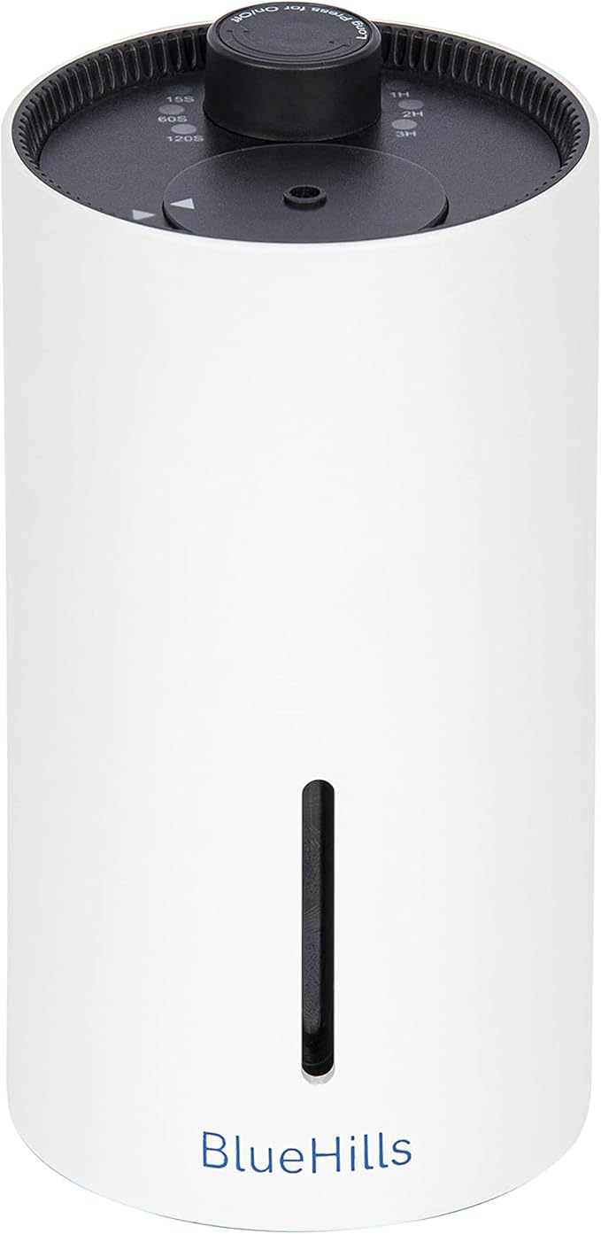 BlueHills Waterless Cordless Essential Oil Diffuser – White, Wireless, Portable Aroma Nebulizing Diffusers for Home, Car & Office – J01 White