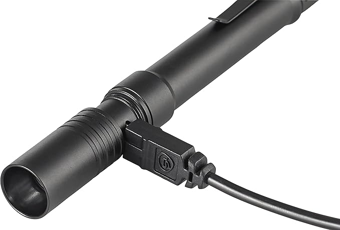 Streamlight 66134 Stylus Pro USB 350-Lumen Rechargeable White LED Pen Light for Inspectors, Law Enforcement, and Everyday Use with USB Cable, and Nylon Holster, Black