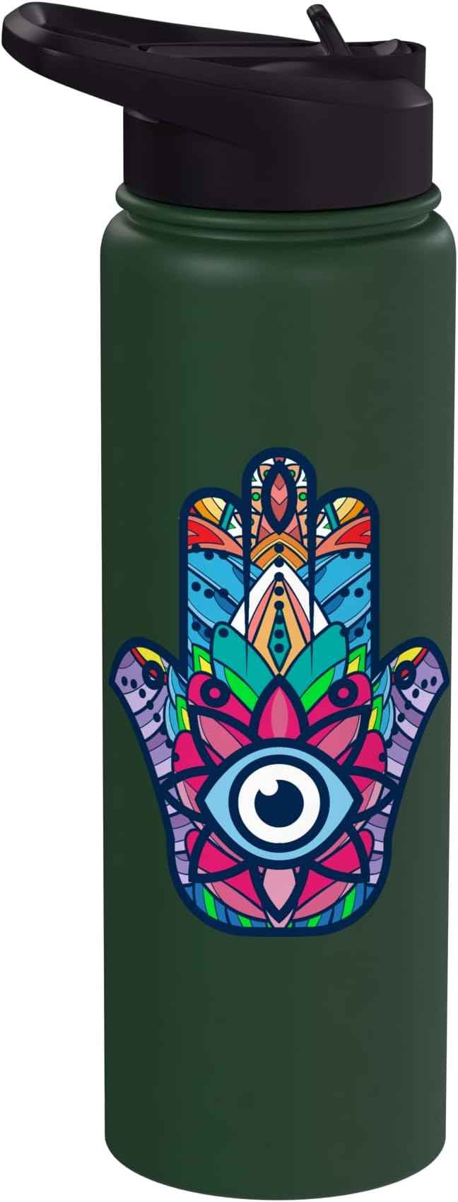 Colorful Nazar Amulet Hamsa Symbol Blue Evil Eye Ornament Stainless Steel Insulated Water Bottle