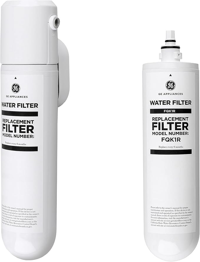 GE Single Stage Under Sink Water Filtration System & Filter | Reduces 95+ Impurities including Lead, Chlorine, Arsenic | Easy Install | Twist & Lock Design | GXK140TNN, FQK1R