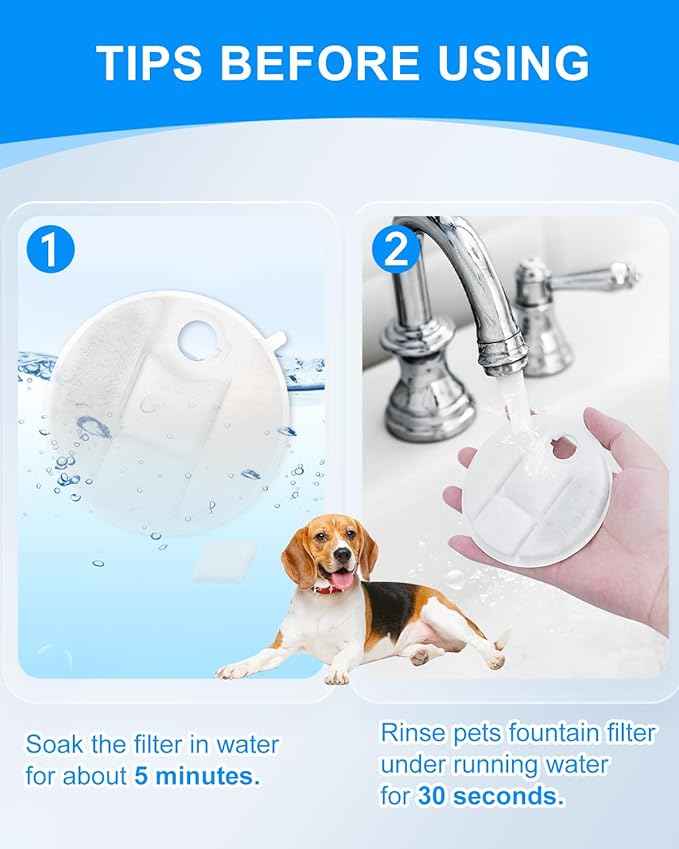 Dog Fountain Filters Compatible with Petlibro Dog Water Fountain PLWF008 2.1Gal/8L Capsule Fountain, Compatible with Pet Libro Water Fountain Filters for Pet Dog Drinking Fountain 4 Pack