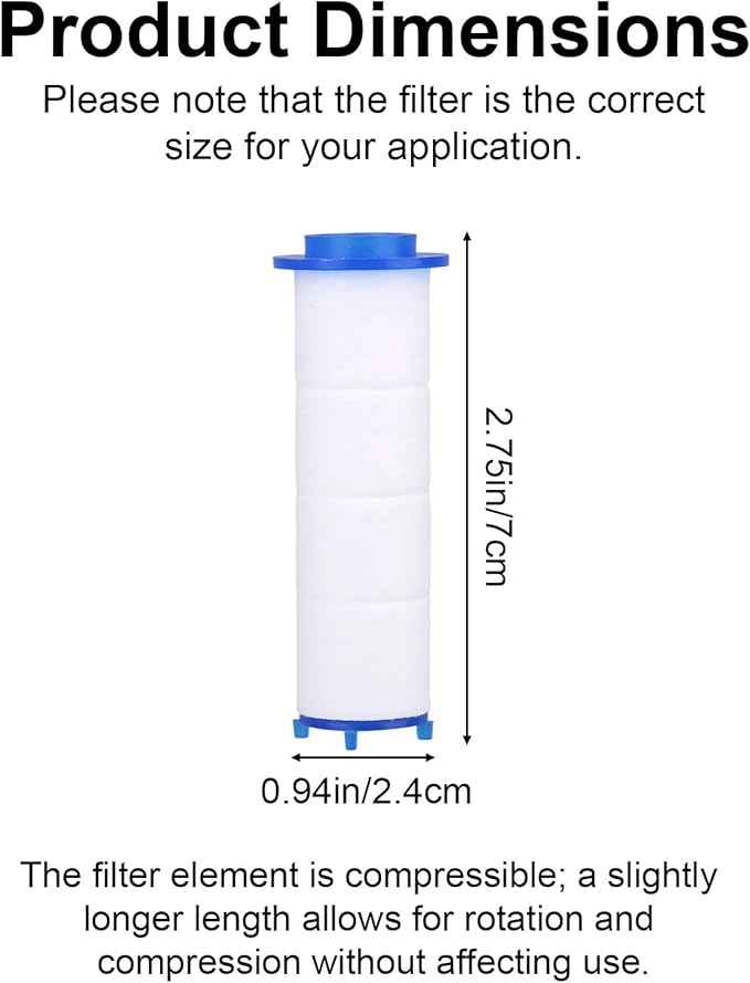 10pcs Shower Head Filter for Drivese, Turbo Shower Head Filters Replacement Water Cartridge Filter Core for Drivese Handheld Showerhead