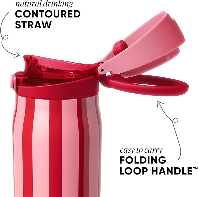 Simple Modern Valentine's Day Mesa Loop Water Bottle with Covered Straw and Handle | 30oz Cup Holder Friendly Insulated Stainless Steel Bottles for Travel, Sports and School | Lovers Lane