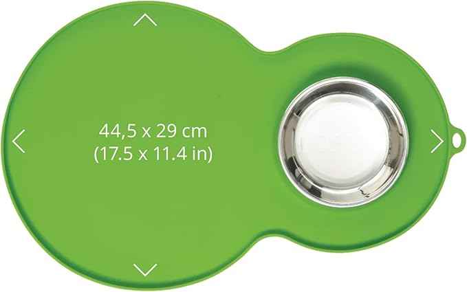 Catit Peanut Shape Cat Placemat, Green, 17.5” x 11.4”, Medium, Model: 44012