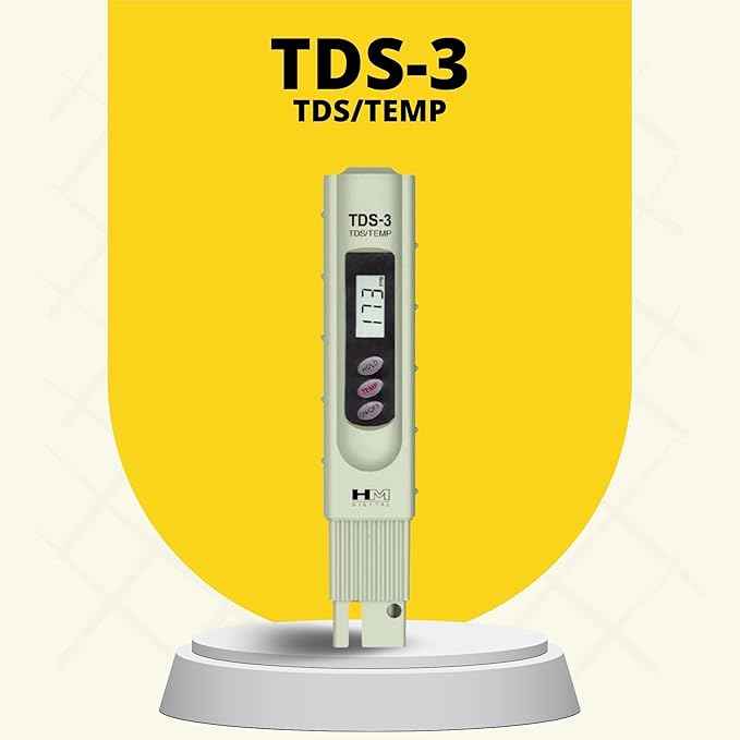 HM Digital TDS-3 Handheld TDS Meter With Carrying Case, 0 - 9990 ppm TDS Measurement Range, 1 ppm Resolution, +/- 2% Readout Accuracy