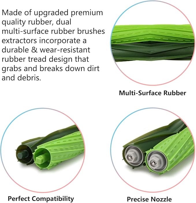 24PK Replacement Parts Kit for iRobot Roomba i7 i7+ i1 i3 i4 i5 i6 i8 J5 J6 J7 J8 J9 Plus E5 E6 Vacuum, Rubber Brushes & High-Efficiency HEPA Filters & Side Brushes - AquaVibe