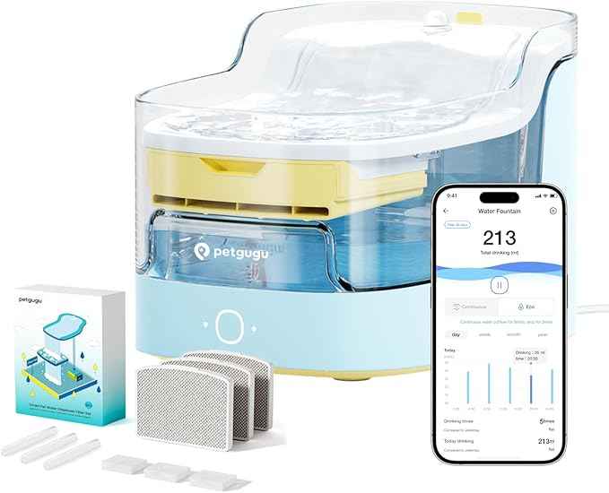 Cat Water Fountain for Drinking with 3 Filters,8 Layers Cat Fountain Filters,Ultra-Quiet Wireless Pump Pet Water Fountain Transparent Water Tank, Cats and Dogs Water Dispenser for 2.4G WiFi