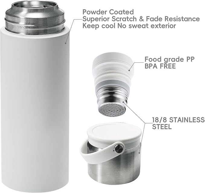16 oz Stainless Steel Tea Infuser Bottle with Lid double as Tea Cup,Fruit Infuser Insulated Water Bottle,Leak Proof Travel Coffee Mug with Handle