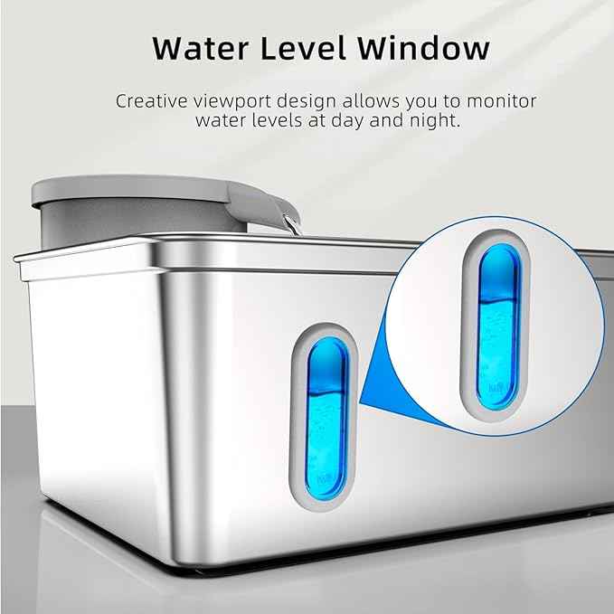 Dog Water Fountain, 8L/2.1Gallon/270oz Dog Fountain Water Bowl - Stainless Steel Ultra-Quiet Pet Water Dispenser with Water Level Window & Large Drinking Area