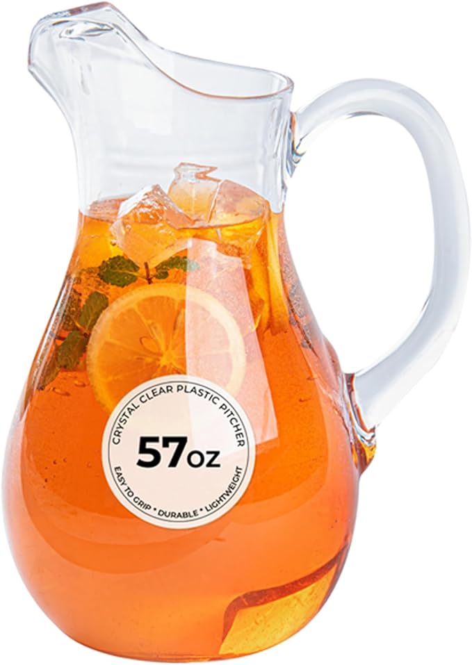 Bev Tek 57 Ounce Water Pitchers, 6 Heavy-Duty Water Jugs - Dishwashable, Shatterproof, Clear Polycarbonate Beverage Serveware, For All Kinds Of Beverages - Restaurantware