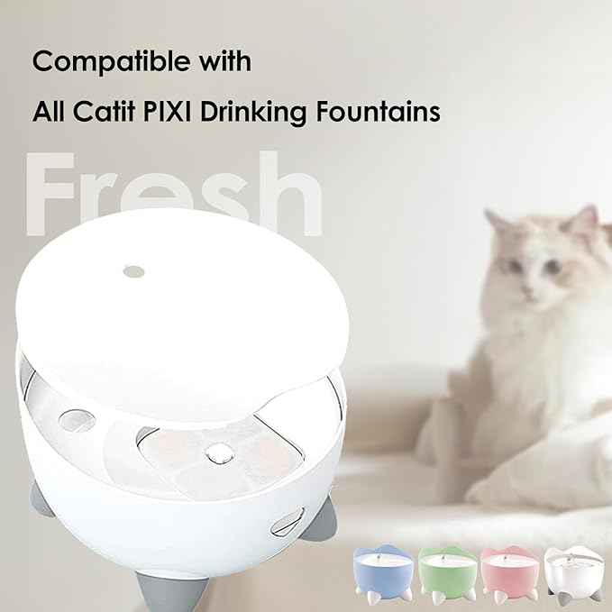 9-Pack Cat Water Fountain Filter Compatible With Catit Pixi Water Fountain Filter Replacement Triple Action Water Filter, 2 Pump Tubes 1 Hard Brush