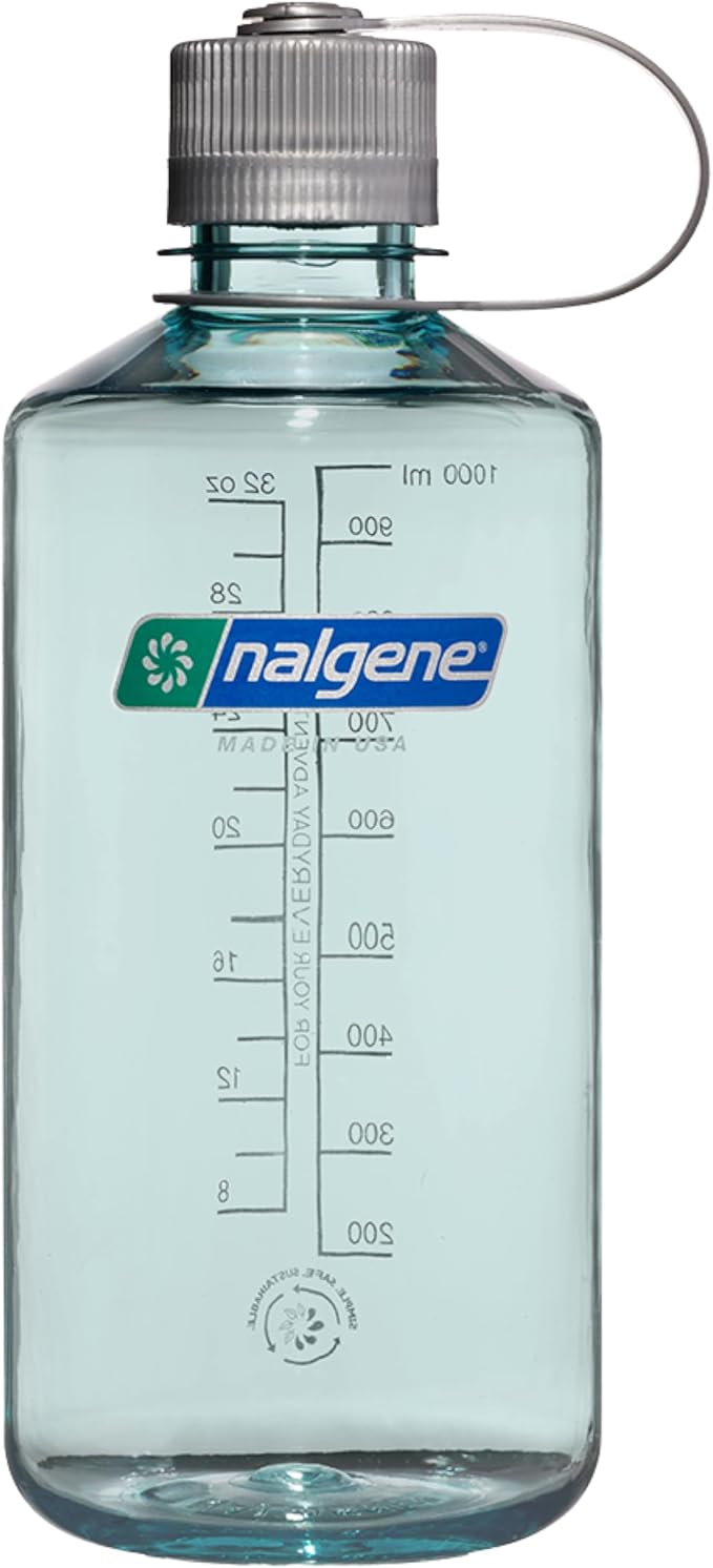 Nalgene 32 oz Narrow Mouth Water Bottle | BPA-Free, Durable & Leak Proof, Lightweight Bottle for Gym, Office & Travel, Seafoam