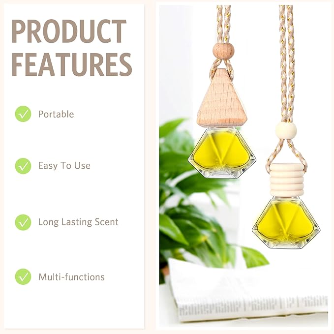 BBTO 100 Pcs Car Air Fresheners Diffuser with Wooden Cap Empty Aromatherapy Diffuser Clear Car Fragrance Holder Pendant Hanging Perfume Fresheners Bottles for Car Decor (Clear Diamond)