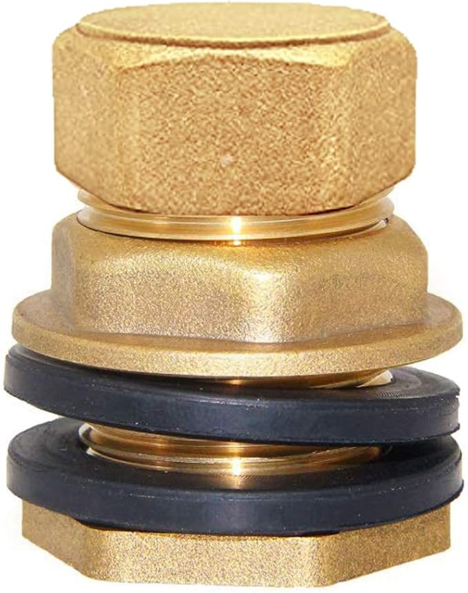 Joywayus Brass Male Bulkhead Kit Include 1/2" Female 3/4" Male Water Tank Connector Threaded And 3/4" Female Outer Hex Head End Pipe Caps with Rubber Gasket - AquaVibe
