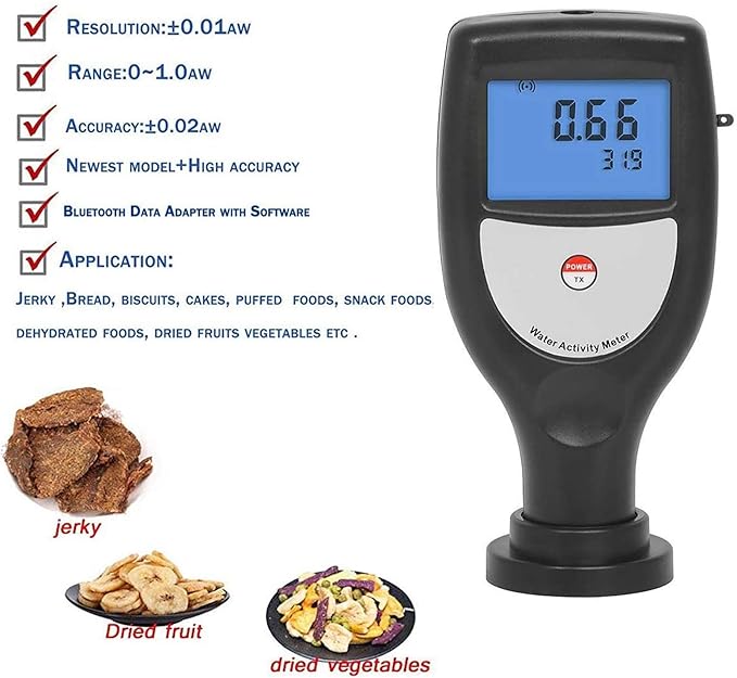 Portable Water Activity Meter, Cake/Puffed Food/Baked Food AW Tester, Smart Food Tester Monitor Water Analyzer Tool, Measure The Water Activity of Bread, Biscuits and Pastries