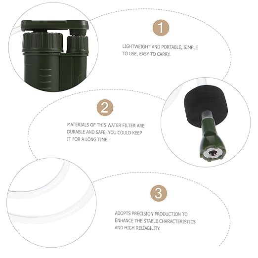 Toyvian 1pc Portable Water Filter Pump Emergency Survival Purifier for Camping Hiking and Outdoor Adventures Lightweight Water Filtration Device
