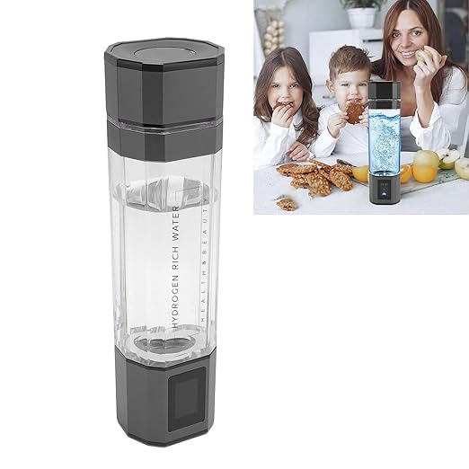 New Hydrogen Water Bottle, 300ml PCTG Type C 5V Hydrogen Rich Water Generator Cup for Home Office Outdoor Sports (Gun Color)